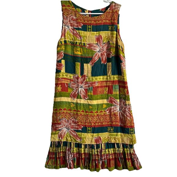 VTG Donna Morgan For Maggy Dress Sleeveless Gyaru Grunge Hawaiian Floral - Picture 1 of 6
